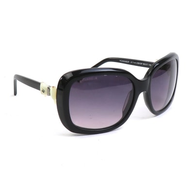 シャネル CHANEL サングラス ココマーク リボン プラスチック ブラック/アイボリー レディース【中古】 e61727a