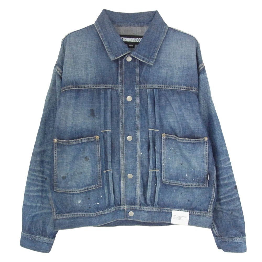 NEIGHBORHOOD ネイバーフッド デニムジャケット 24SS 241SPNH-JKM04 WASHED LIGHTWEIGHT USED加工 ボタンダウン ウォッシュド ライトウェイト デニム ジャケット インディゴブルー系 M【極上美品】【中古】