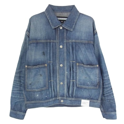 NEIGHBORHOOD ネイバーフッド デニムジャケット 24SS 241SPNH-JKM04 WASHED LIGHTWEIGHT USED加工 ボタンダウン ウォッシュド ライトウェイト デニム ジャケット インディゴブルー系 M【極上美品】【中古】