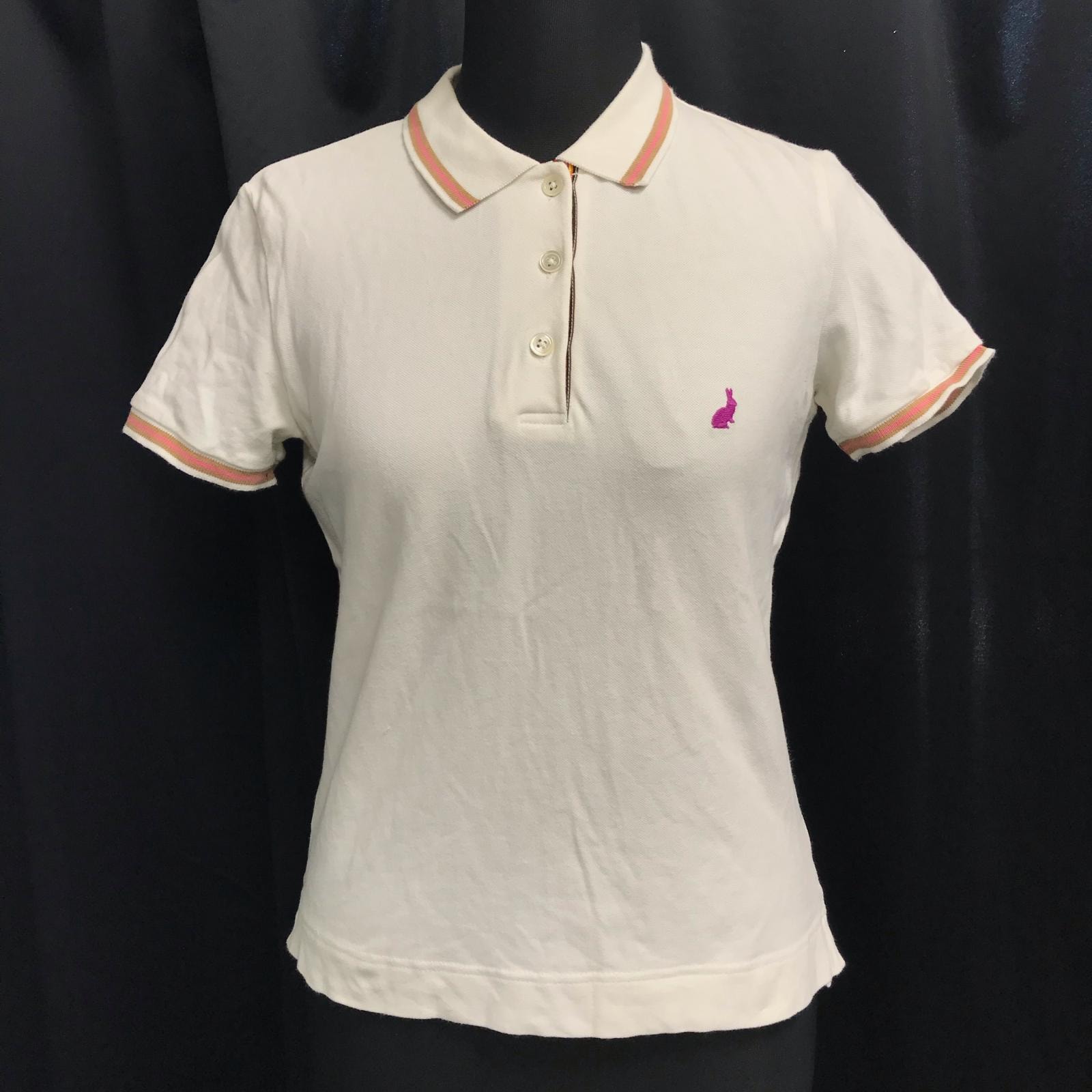 Paul Smith pink【ポールスミス】半袖ポロシャツ【レディースM/白/white】うさぎ刺繍/オンワード樫山/日本正規代理店タグ/Tops/Shirt◆BJ062-b