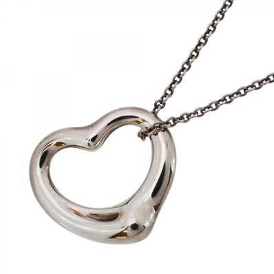 【6jdb0437-k】ティファニー ネックレス オープンハート シルバー925【中古】レディース