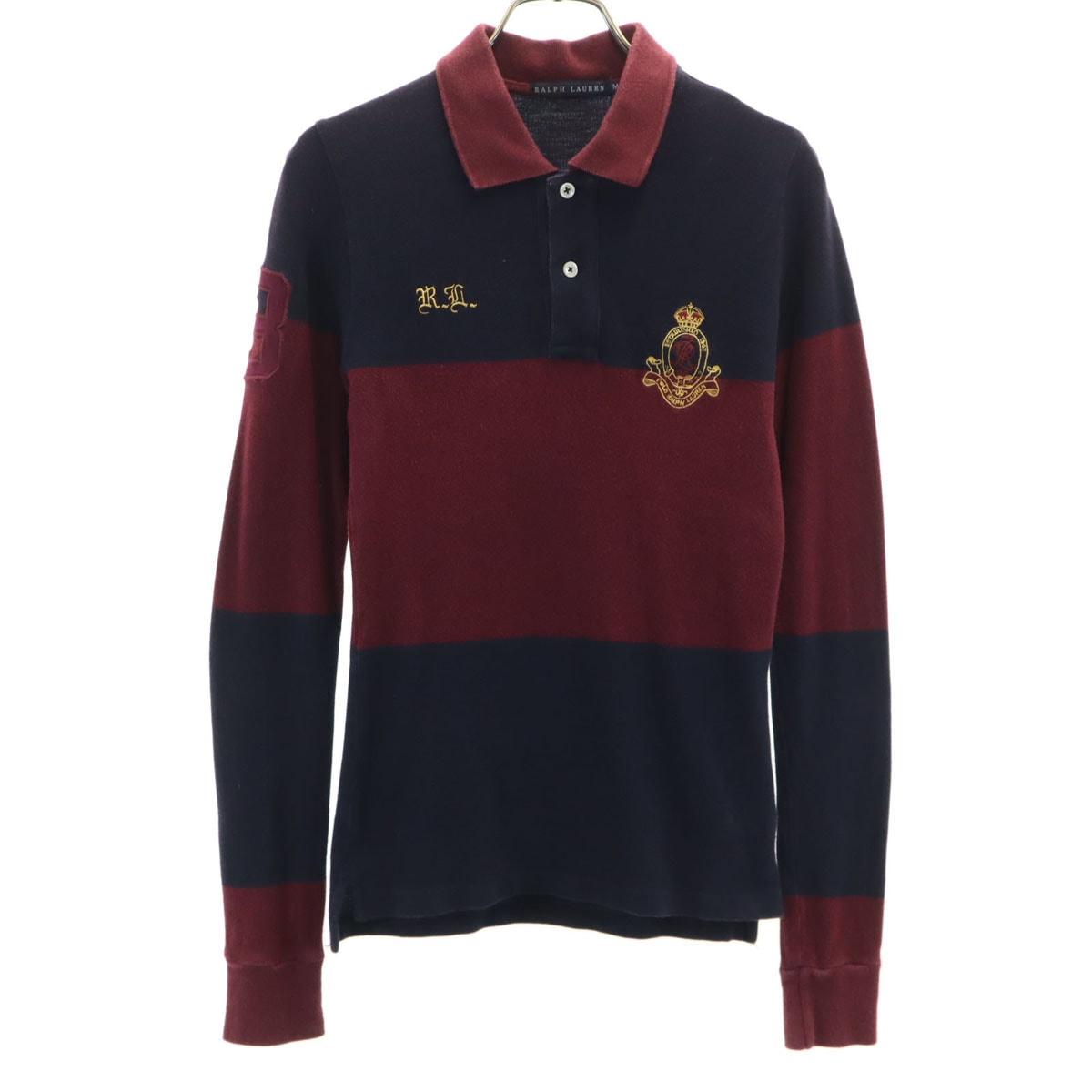 RALPH LAUREN ラルフローレン 長袖 ポロシャツ M ボルドー 鹿の子