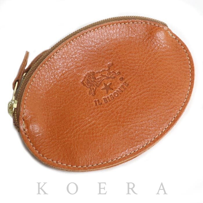 IL BISONTE イルビゾンテ Wファフナー オーバル コインケース キャメル ユニセックス【中古】【美品】