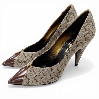 極美品 サンローランパリ パンプス ブラウン系 レディース 35 639634