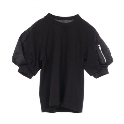 サカイ Sacai ドッキング ポケット付き 半袖Tシャツ 衣料品 トップス コットン ナイロン レディース ブラック系 24-07169 【中古】