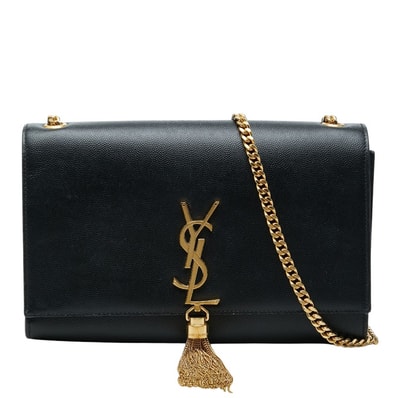 サンローラン ケイト 斜め掛け チェーン ショルダーバッグ ブラック ゴールド レザー レディース SAINT LAURENT 【中古】