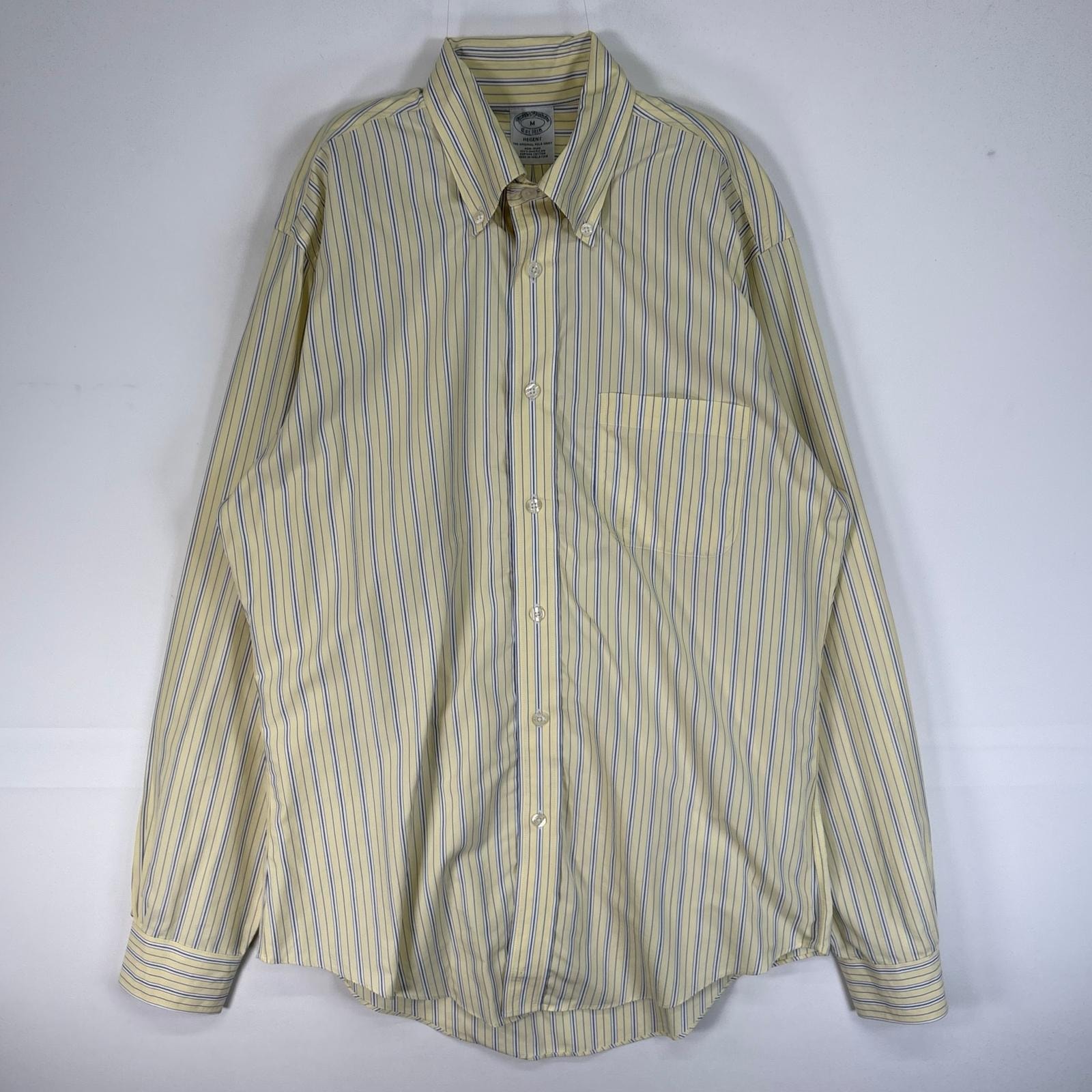 古着 ブルックスブラザーズ Brooks Brothers 長袖シャツ ストライプ REGENT 胸ポケ M  イエロー系 マルチカラー メンズ