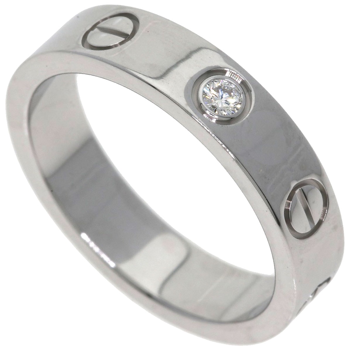 CARTIER カルティエ ミニ ラブリング 1P ダイヤモンド #47 リング・指輪 K18WG レディース [中古]