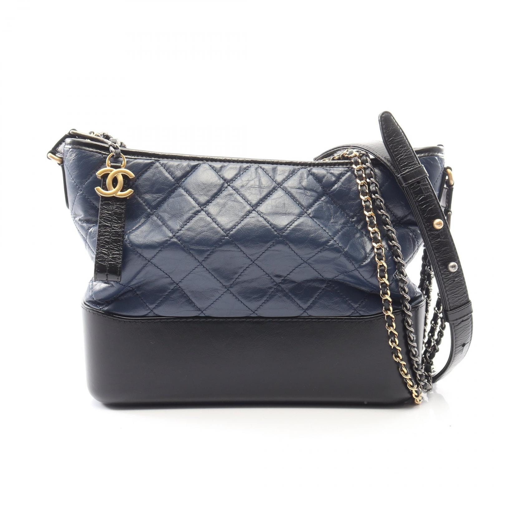 シャネル CHANEL ガブリエル ドゥ シャネル ラージ ホーボー コンビ金具 ショルダーバッグ バッグ レザー レディース ネイビー系 / ブラック系 A93824 【中古】