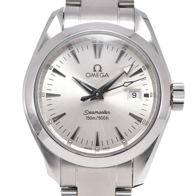 オメガ OMEGA 2577.30 シーマスター アクアテラ 150m デイト シルバー クォーツ レディース 良品 腕時計 L#148216