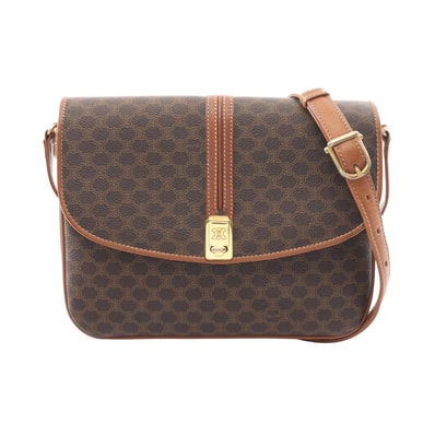セリーヌ CELINE マカダム ショルダーバッグ バッグ PVCコーティングキャンバス レザー レディース ブラウン系 【中古】