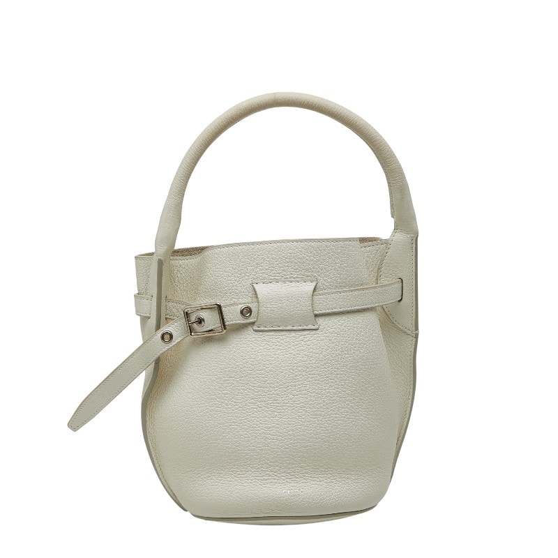 セリーヌ ビッグバッグ バケット ナノ ハンドバッグ ホワイト レザー レディース CELINE 【中古】