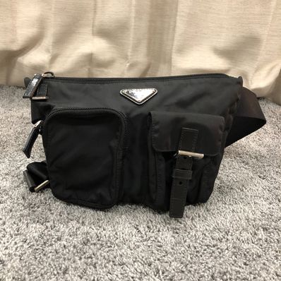PRADA Nylon 2 Pocket Shoulder Bag "Black"
