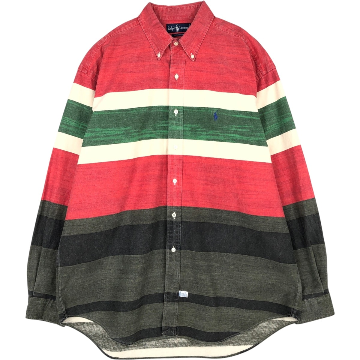 古着 ラルフローレン Ralph Lauren ボーダー柄 マルチボーダー 長袖 ボタンダウンシャツ メンズXL相当/eaa676402