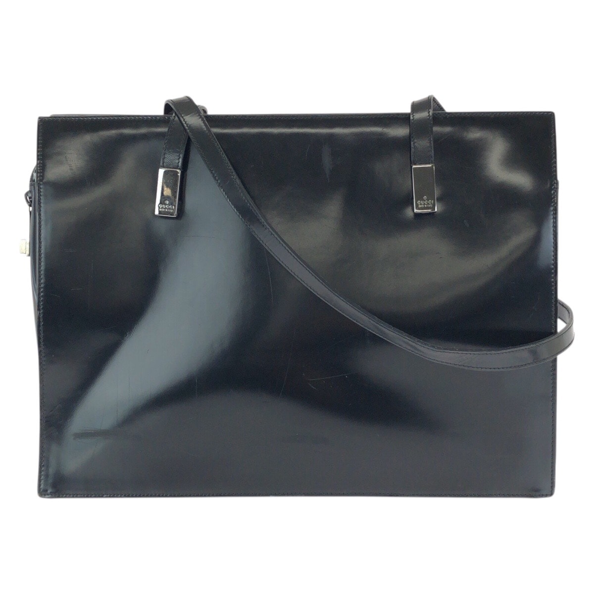 GUCCI グッチ ブラック 黒 シルバー金具 エナメル ショルダーバッグ トートバッグ 603231 【中古】