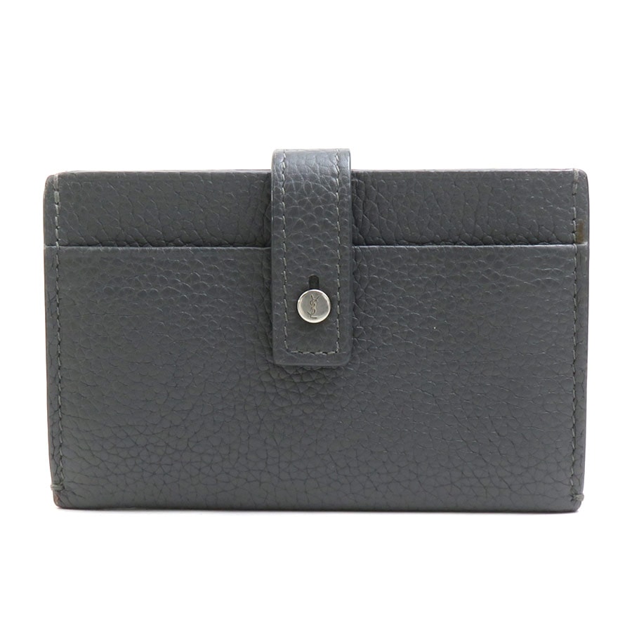 サンローラン SAINT LAURENT カードケース レザー グレー ユニセックス【中古】 56082a