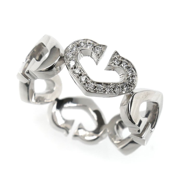 CARTIER カルティエ K18WG ホワイトゴールド Cハート リング・指輪 ダイヤモンド 12.5号 53 6.8g レディース【中古】【美品】