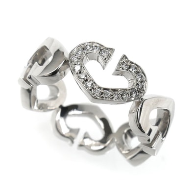 CARTIER カルティエ K18WG ホワイトゴールド Cハート リング・指輪 ダイヤモンド 12.5号 53 6.8g レディース【中古】【美品】