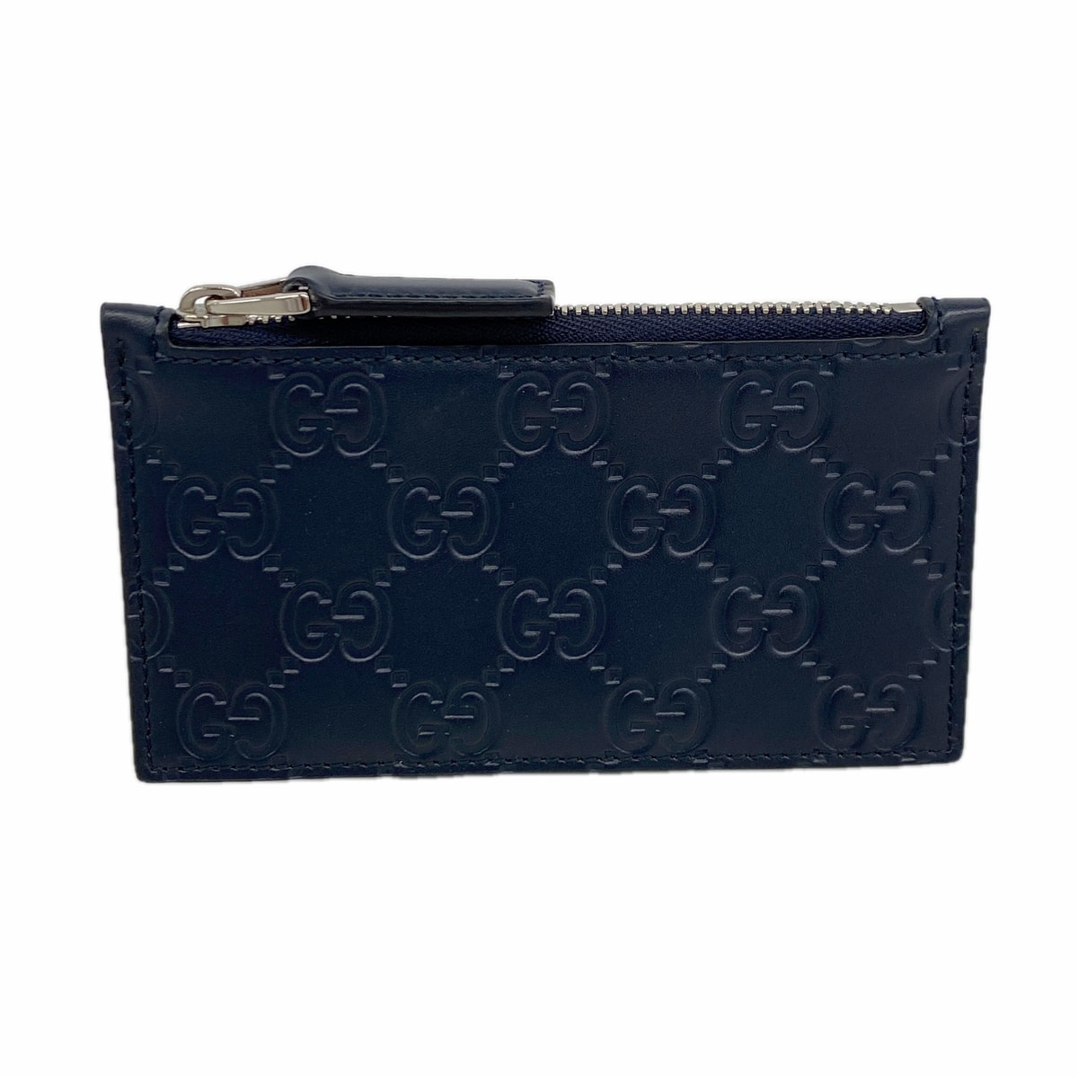 【6ke5929】グッチ コインケース グッチシマ 779876 レザー ネイビー シルバー金具【中古】メンズ レディース ユニセックス