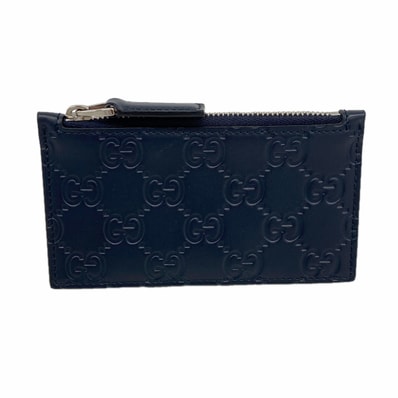 【6ke5929】グッチ コインケース グッチシマ 779876 レザー ネイビー シルバー金具【中古】メンズ レディース ユニセックス