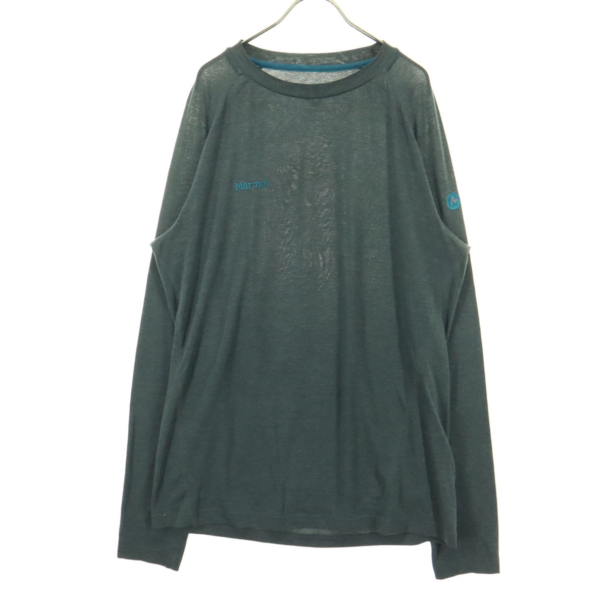 MARMOT マーモット ワンポイントロゴ 長袖 Tシャツ XL グレー系 ストレッチ
