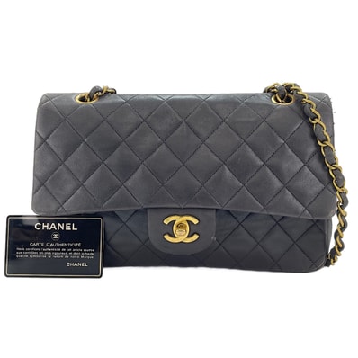 シャネル CHANEL ラムスキン マトラッセ 25 ダブルフラップ ショルダーバッグ【中古】