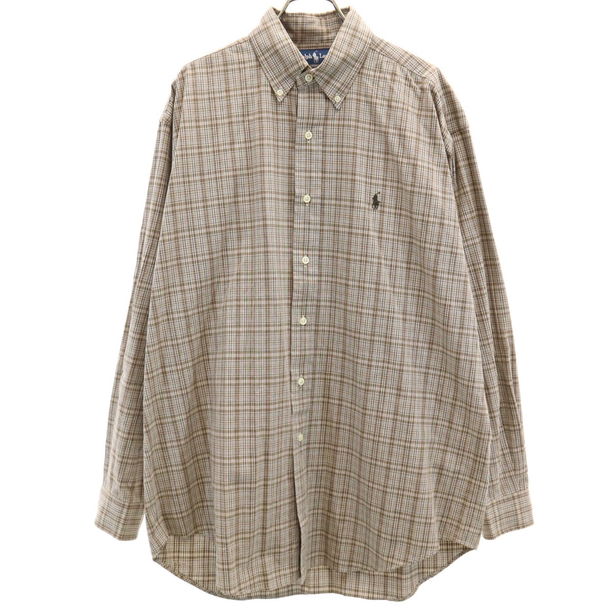 RALPH LAUREN ラルフローレン チェック柄 長袖 シャツ M ブラウン