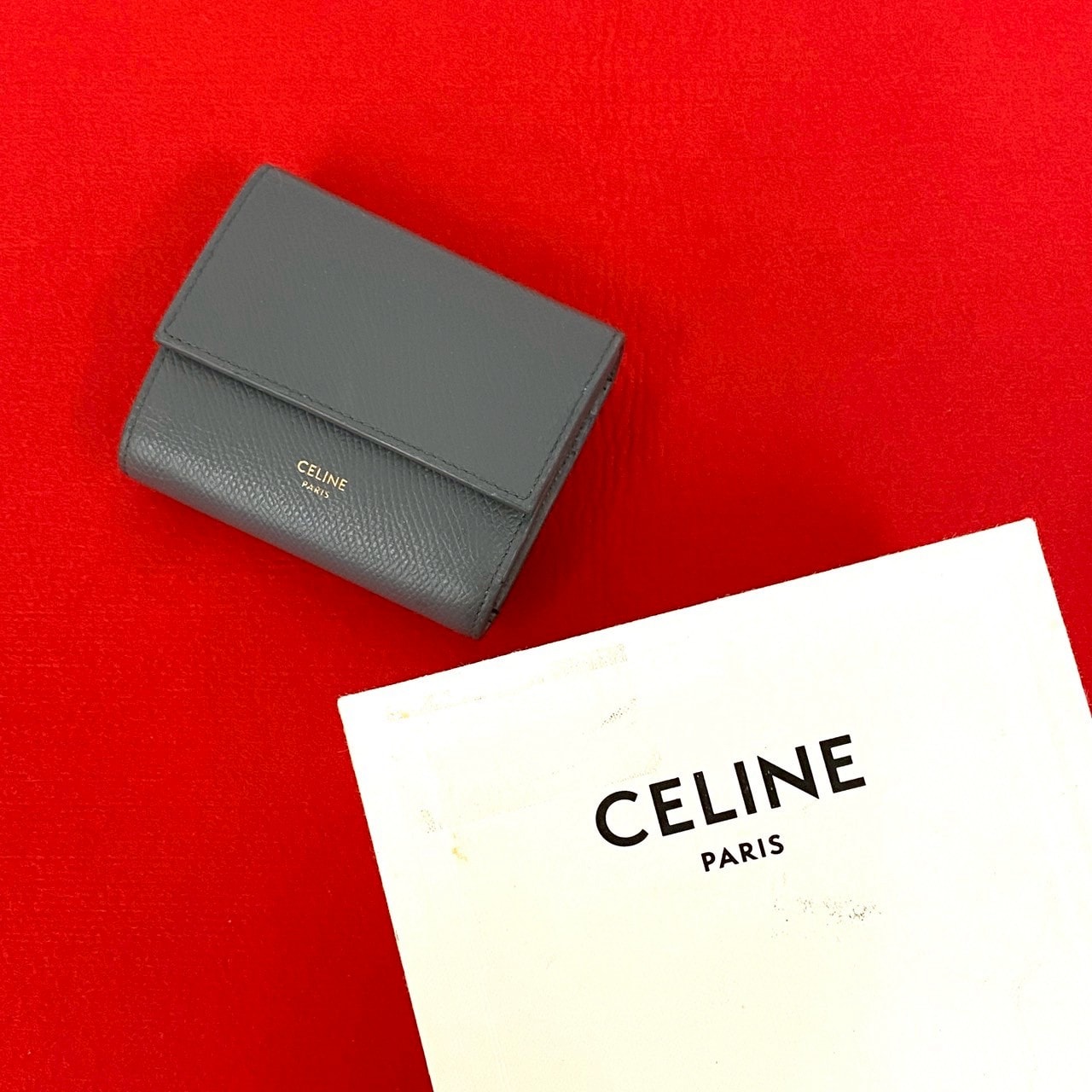 CELINE セリーヌ スモール トリフォールド ウォレット レザー 三つ折り財布 グレー
 25103