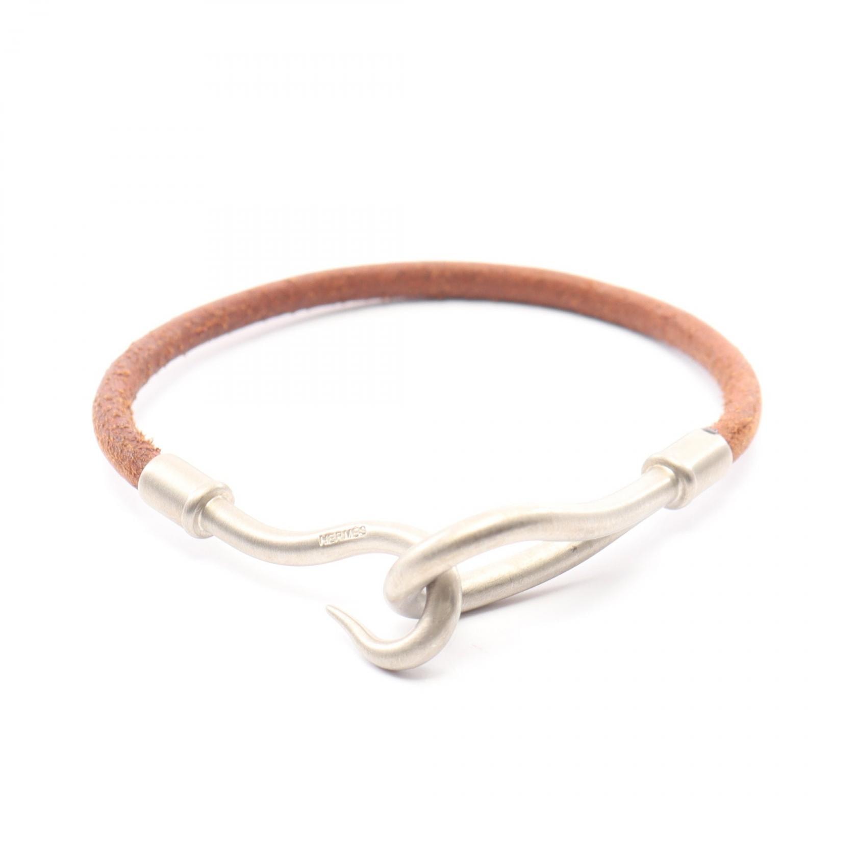 エルメス HERMES ジャンボ ブレスレット アクセサリー レザー メタル レディース シルバー系 / ブラウン系 【中古】