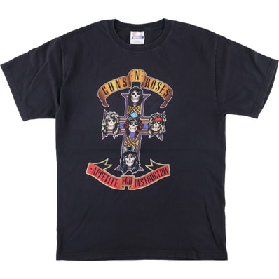 古着 ヘインズ Hanes GUNS N' ROSES ガンズアンドローゼズ ドクロ柄 スカル柄 バンドTシャツ バンT メンズM相当/eaa585072