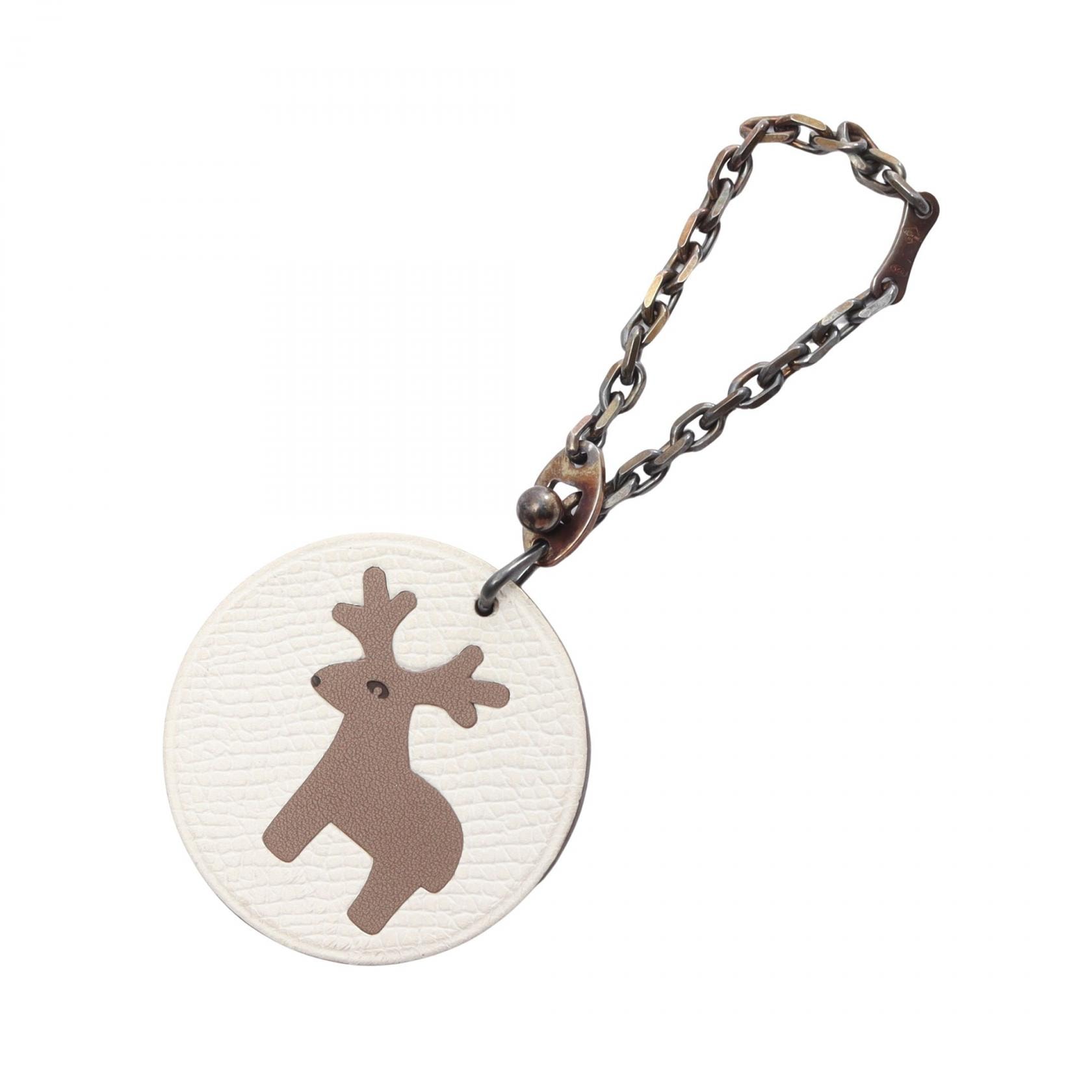エルメス HERMES トナカイ エトゥープ チャーム アクセサリー ヴォーエプソン ヴォーエプソン ホワイト レディース ホワイト系 / グレー系 【中古】