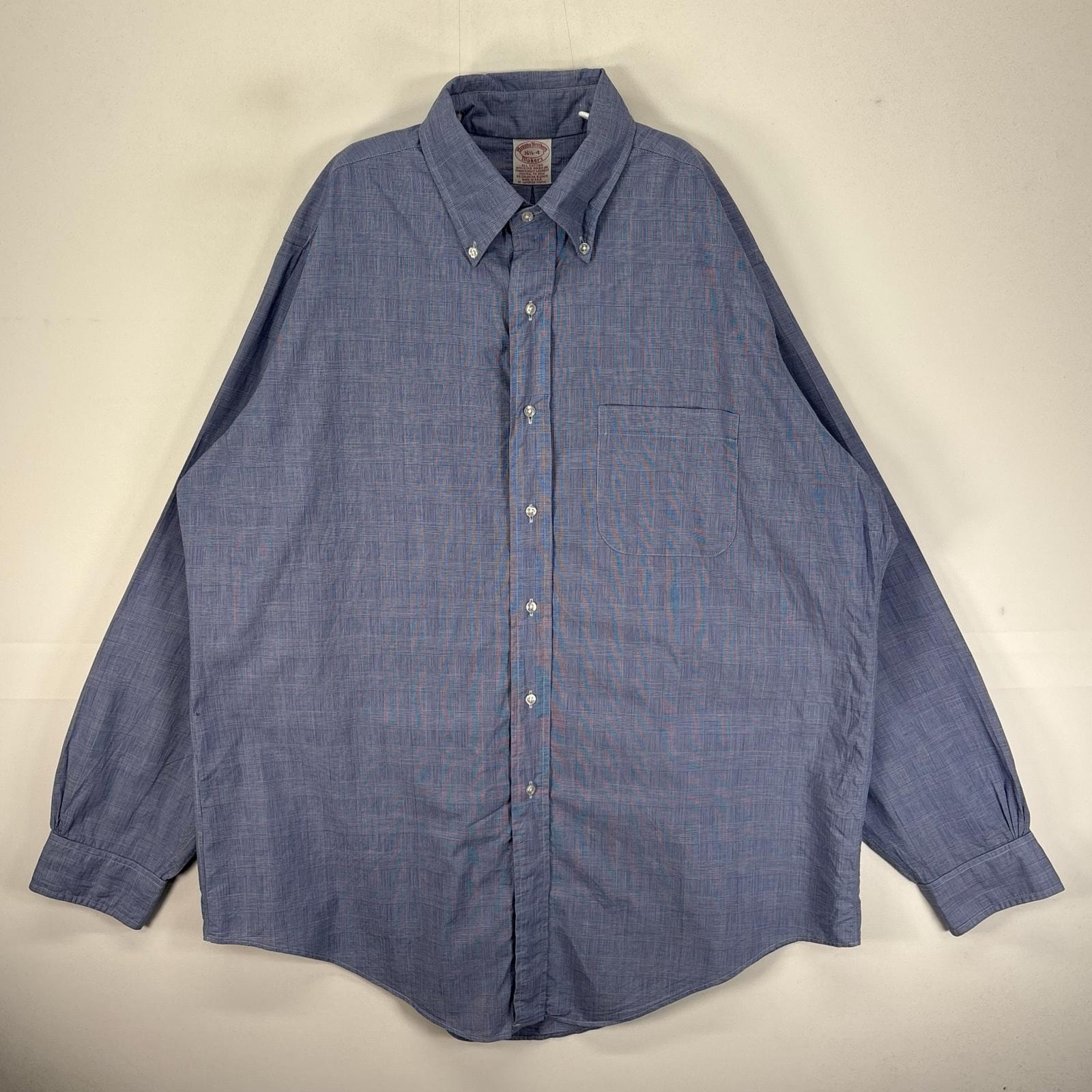 古着 ブルックスブラザーズ Brooks Brothers 長袖シャツ ボタンダウン 胸ポケット Makers L  ブルー系 チェック メンズ