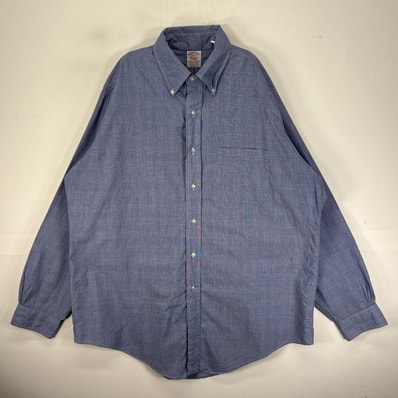 古着 ブルックスブラザーズ Brooks Brothers 長袖シャツ ボタンダウン 胸ポケット Makers L ブルー系 チェック メンズ