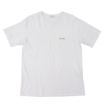 セリーヌ コットン ロゴ Tシャツ トップス メンズ 白 ホワイト M 2X43C671Q.01EA M
