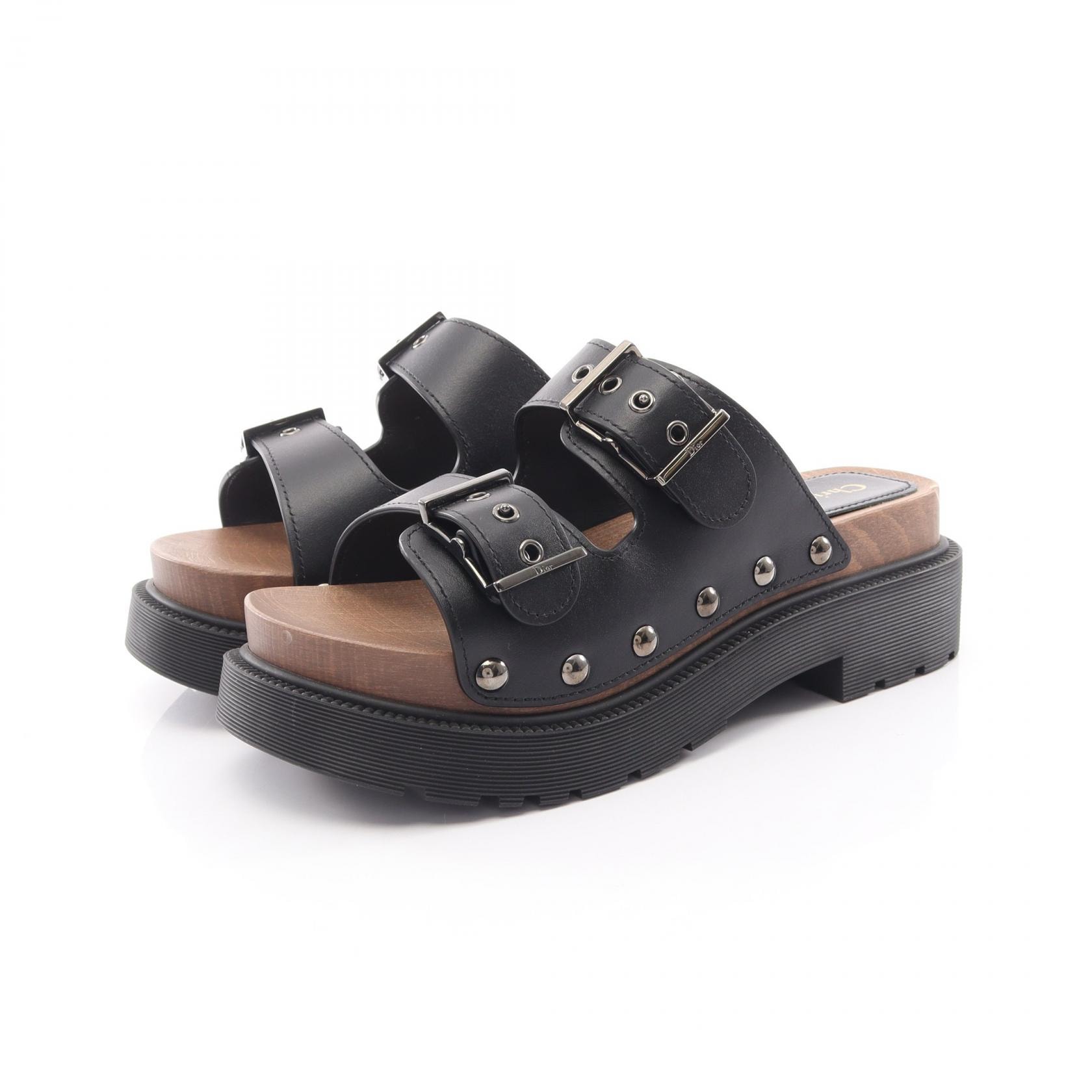 ディオール Dior DIORQUAKE サンダル 靴 レザー レディース ブラック系 【中古】