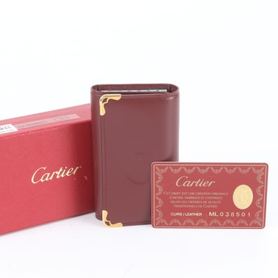 ■未使用 カルティエ マストライン ボルドーキーケース レザー