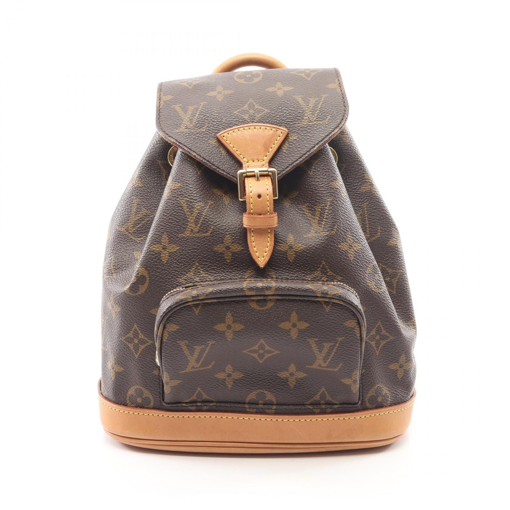 ルイ・ヴィトン LOUIS VUITTON ミニモンスリ リュックサック バックパック バッグ PVCコーティングキャンバス レザー モノグラム レディース ブラウン系 M51137 【中古】
