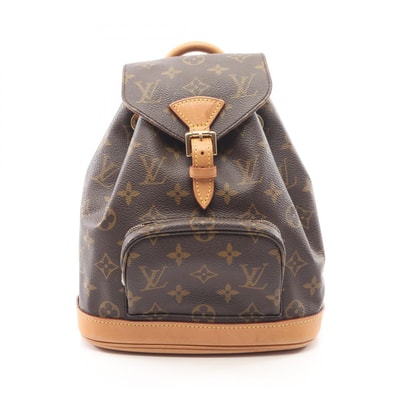 ルイ・ヴィトン LOUIS VUITTON ミニモンスリ リュックサック バックパック バッグ PVCコーティングキャンバス レザー モノグラム レディース ブラウン系 M51137 【中古】