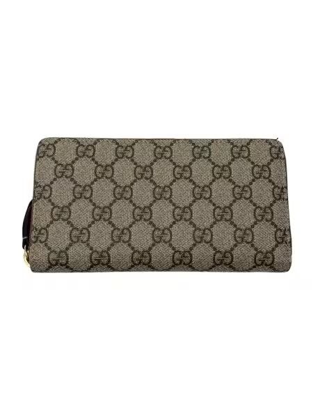 GUCCI GG Supreme Round Fastener Wallet "Beige/Black"