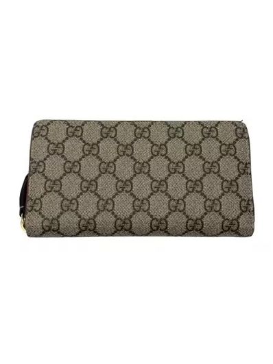 GUCCI GG Supreme Round Fastener Wallet "Beige/Black"