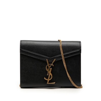 サンローラン カサンドラ YSLロゴ チェーン ショルダーバッグ ウォレット 635023 ブラック レザー レディース SAINT LAURENT 【中古】