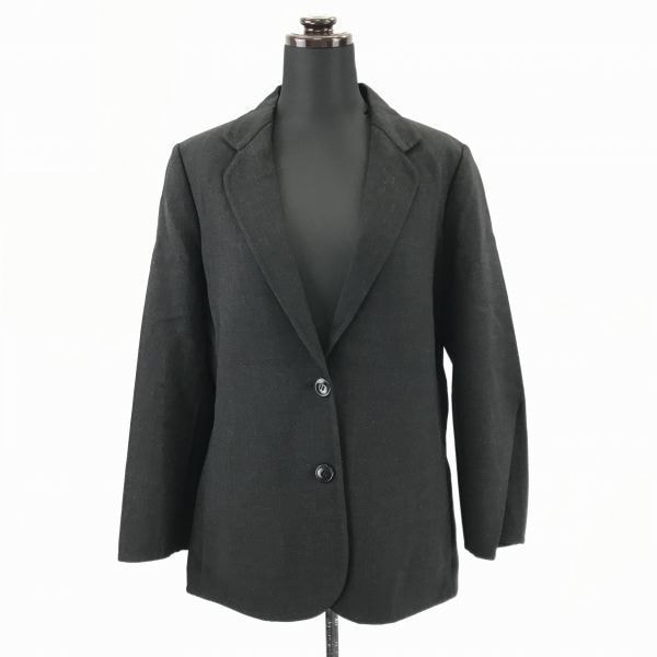 イタリア製★MaxMara★ウールジャケット【40/レディースL/暗グレー】シングル/2釦/両サイドポケット/シンプルシルエット/マックスマーラ◆BC314W