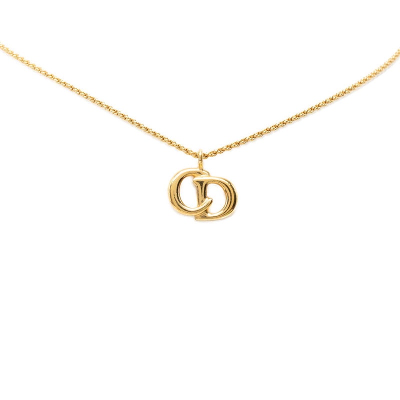 ディオール CDロゴ ペンダント ネックレス ゴールド メッキ レディース Dior 中古