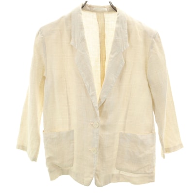 Burberrys バーバリーズ 90s リネン オールド チェック柄 テーラードジャケット 5AP ベージュ