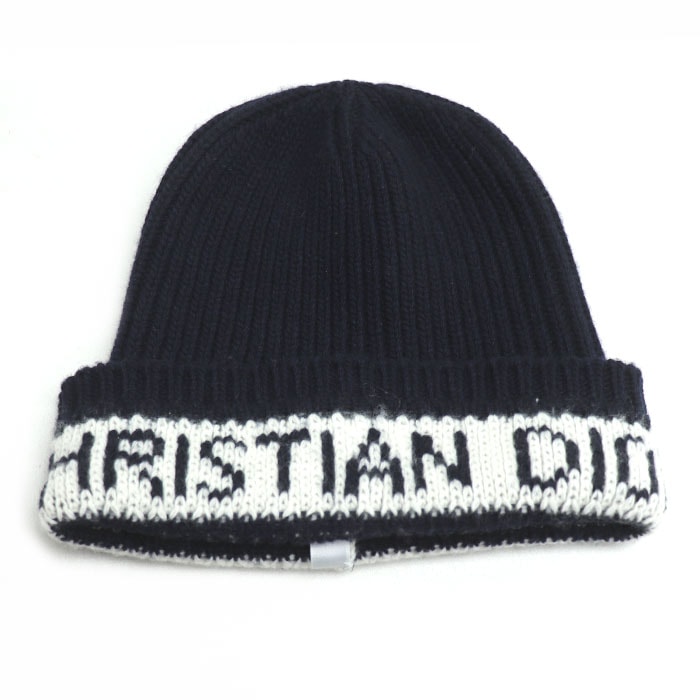 Dior ディオール ロゴ ニット帽 ニットキャップ ネイビー 31NOE714IXGH ユニセックス【中古】【美品】