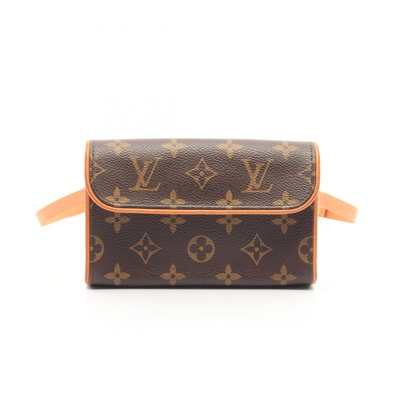 ルイ・ヴィトン LOUIS VUITTON ポシェットフロランティーヌ モノグラム ブトンプレッション(XS)付き ウエストバッグ ボディバッグ バッグ PVCコーティングキャンバス レザー レディース ブラウン系 M51855
