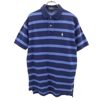 Polo by Ralph Lauren ポロバイラルフローレン ボーダー柄 半袖 ポロシャツ S ネイビー 鹿の子
