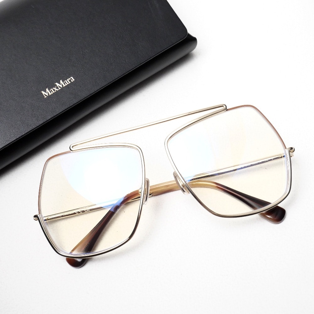 ■美品■MAX MARA マックスマーラ メガネ サイズ58□14 135 ブリッジ オーバーサイズ 眼鏡 ブランド古着【中古】20261006/RB1125