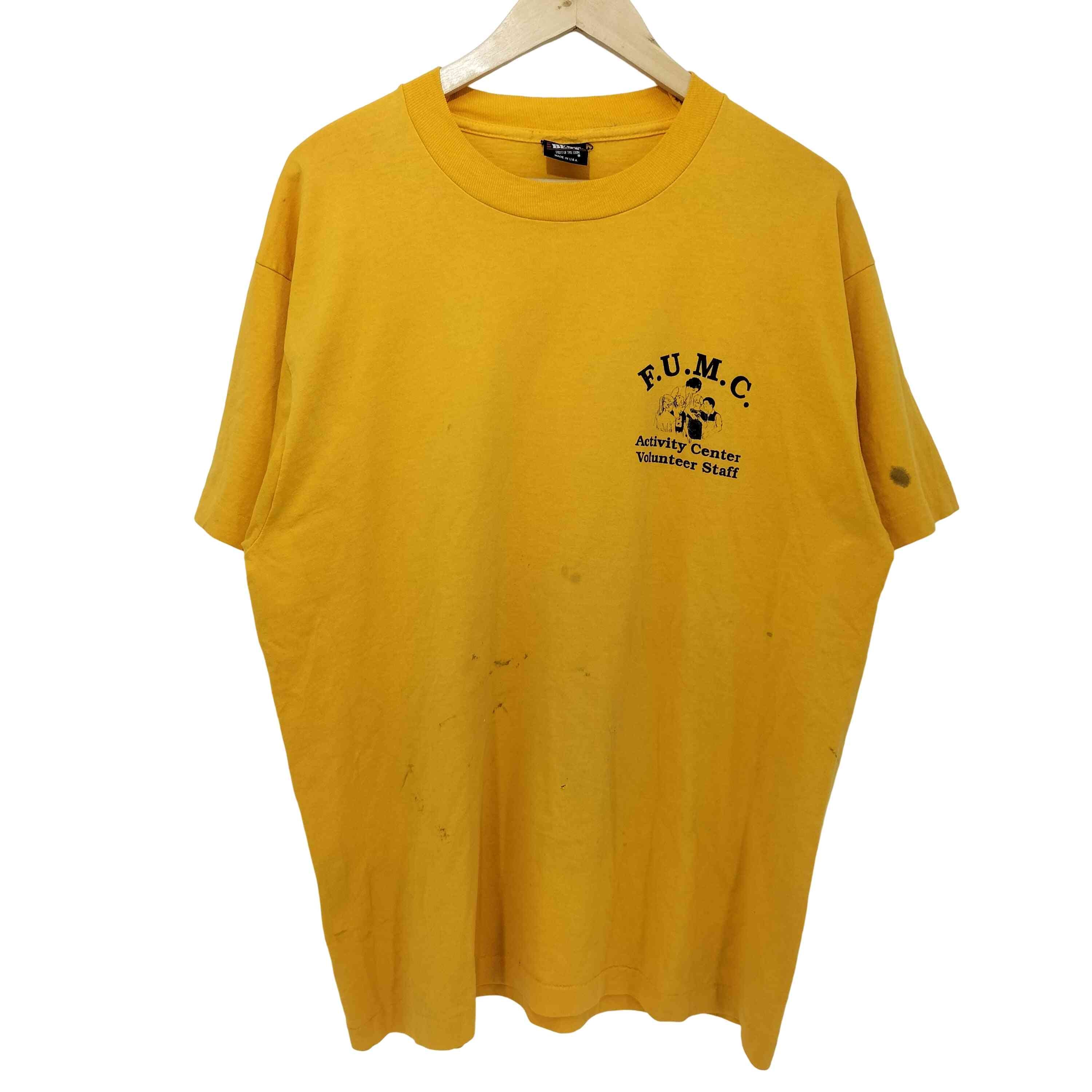 90s USA製 裾/袖シングル 企業ロゴ プリント S/S Tシャツ【1142428547978】