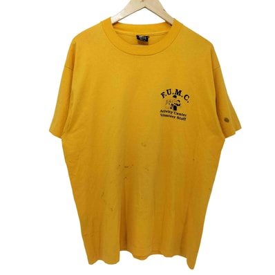 90s USA製 裾/袖シングル 企業ロゴ プリント S/S Tシャツ【1142428547978】